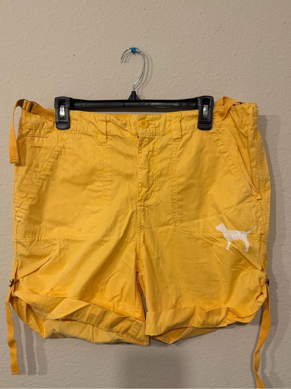 Victoria’s Secret PINK university Yellow Cargo Shorts Size 10 Y2K Love PINK